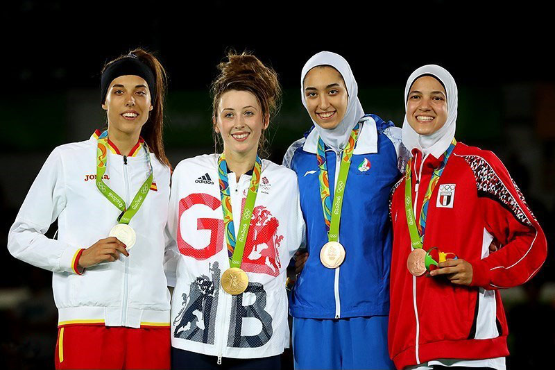 Medalists at the Womens 57 kg Taekwando